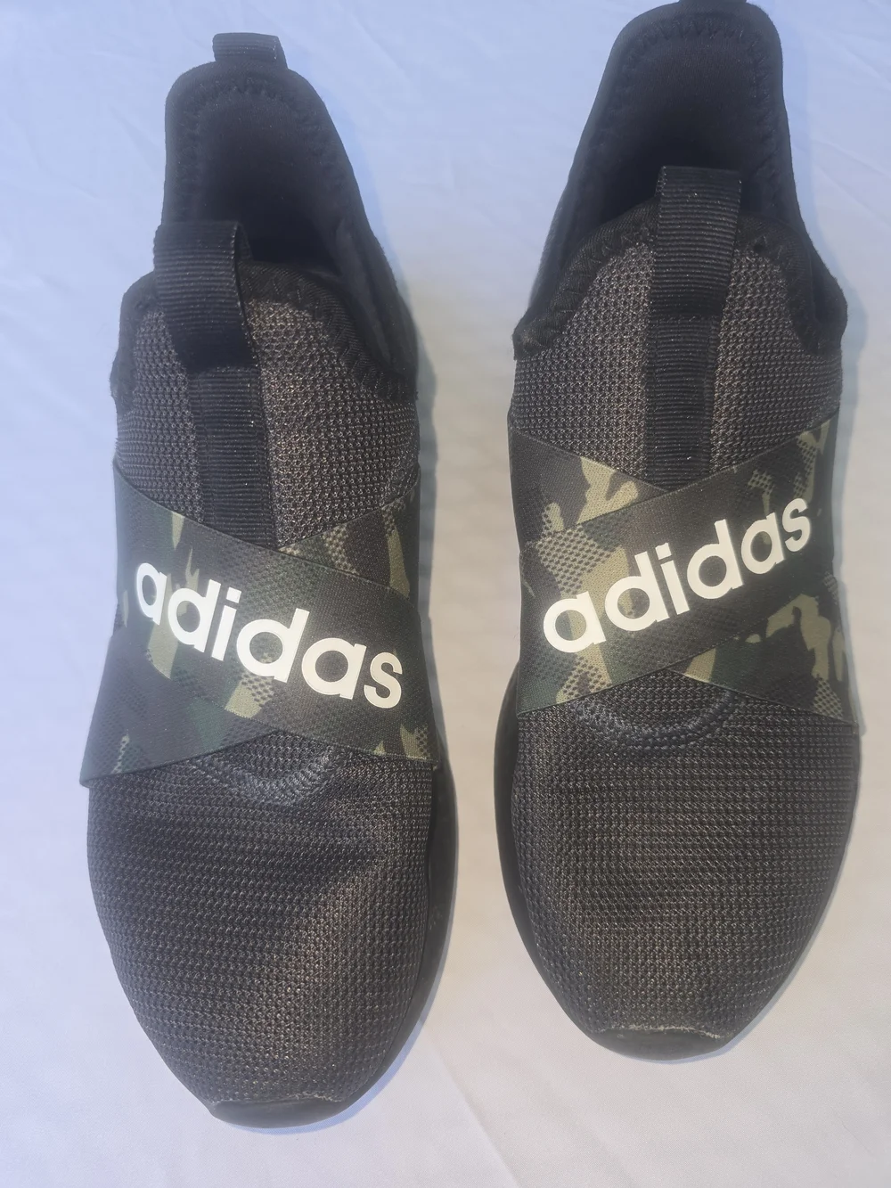 adidas Men’s Black Camo Strap Slip-On Sneakers